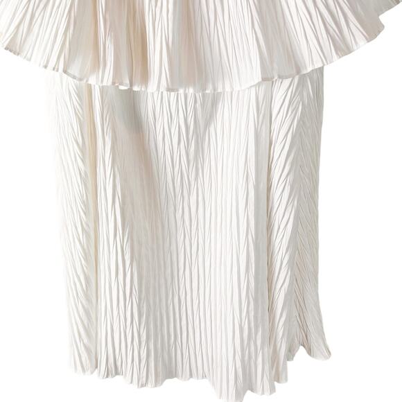 Zara White Off Shoulder Pleated Plisse Mini Dress‎ XS - Picture 4 of 9